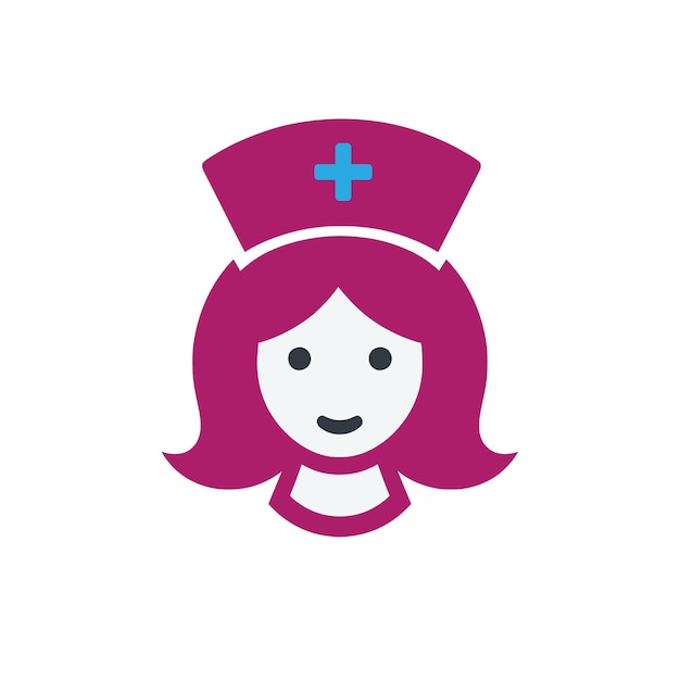 Cara de enfermera con ilustración del icono del vector de la gorra