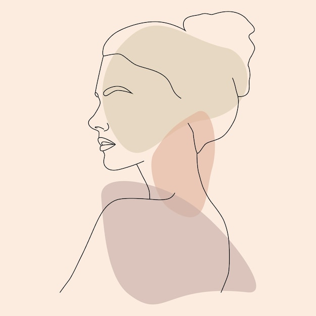 La cara es una línea Logotipo de icono de cara femenina minimalista abstracto