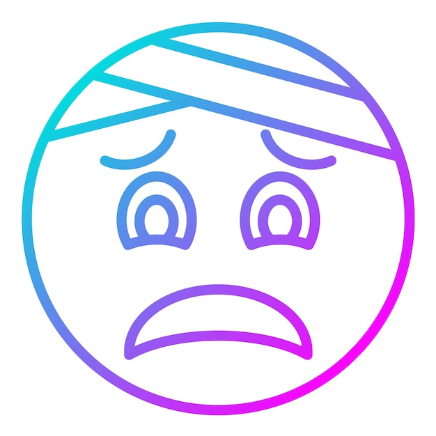 Cara con estilo de ilustración vectorial de vendaje para la cabeza