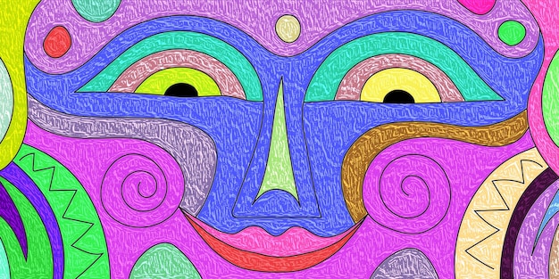 Cara expresiva dibujo banner multicolor