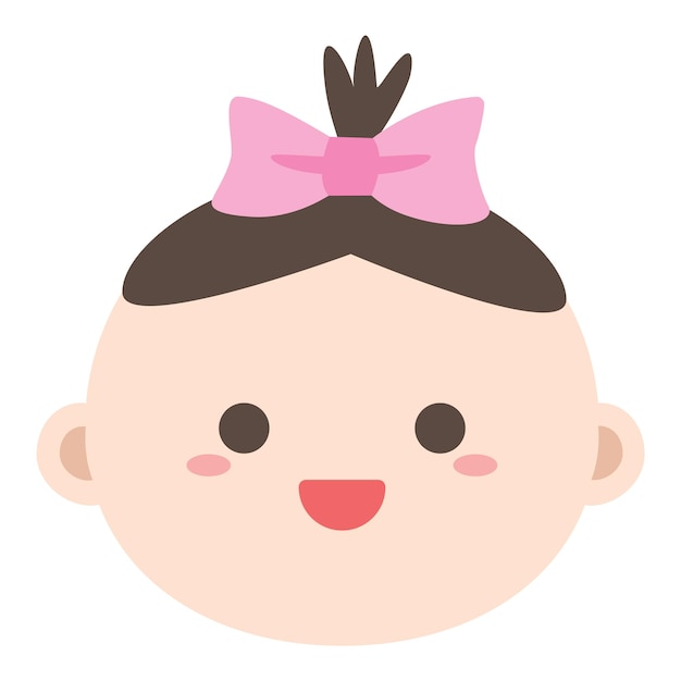 La cara feliz de la niña con el icono del arco rosado