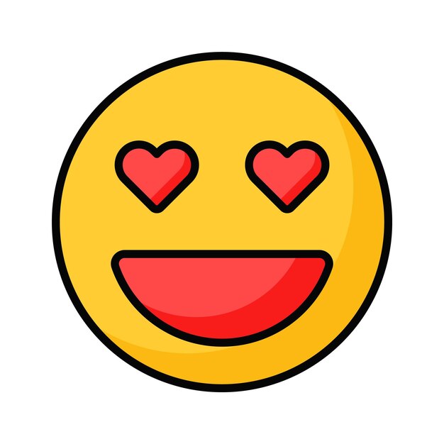 Cara feliz con símbolos de corazón en los ojos icono de concepto de emoji enamorado