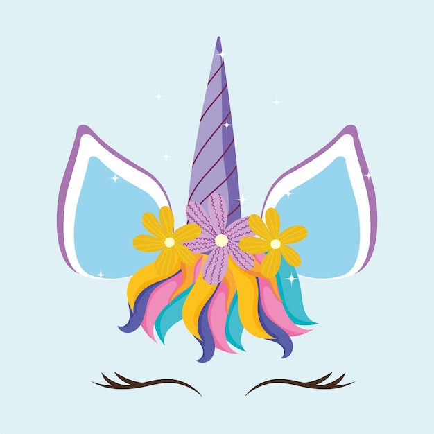 Vector cara de flores de unicornio