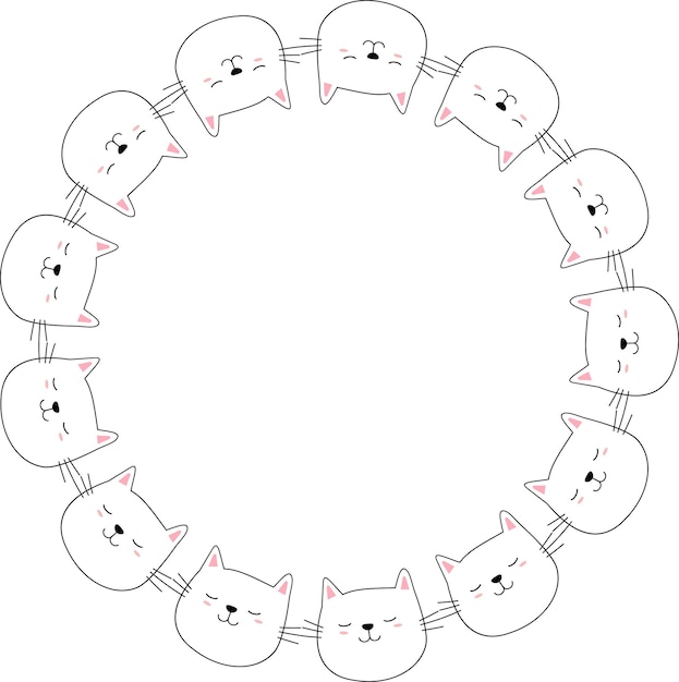 Cara de gato icono de borde dibujado a mano para sitio web, documento, diseño de carteles, impresión, aplicación.