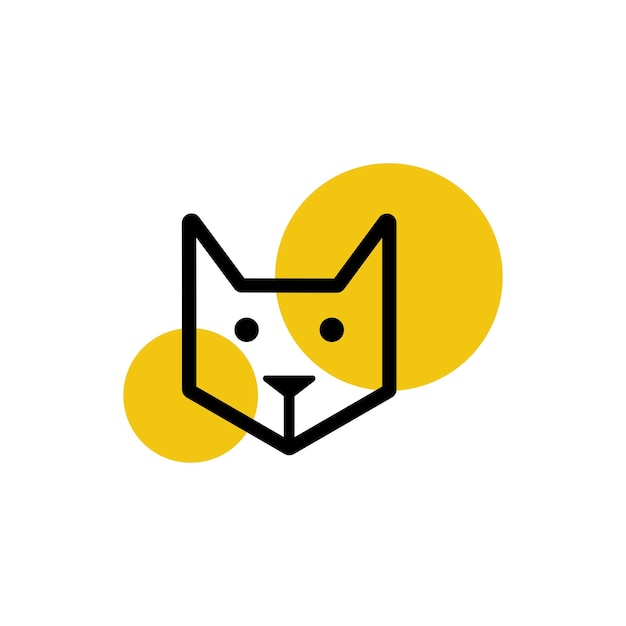 Cara de gato logotipo de arte de línea minimalista