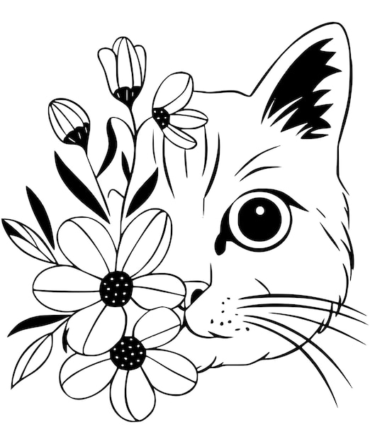 Cara de gato Vector floral