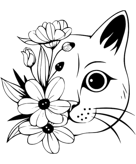 Cara de gato Vector floral