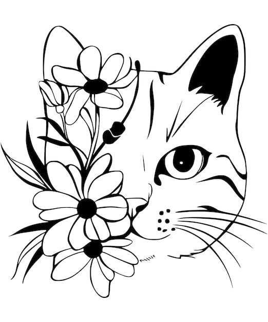 Cara de gato Vector floral
