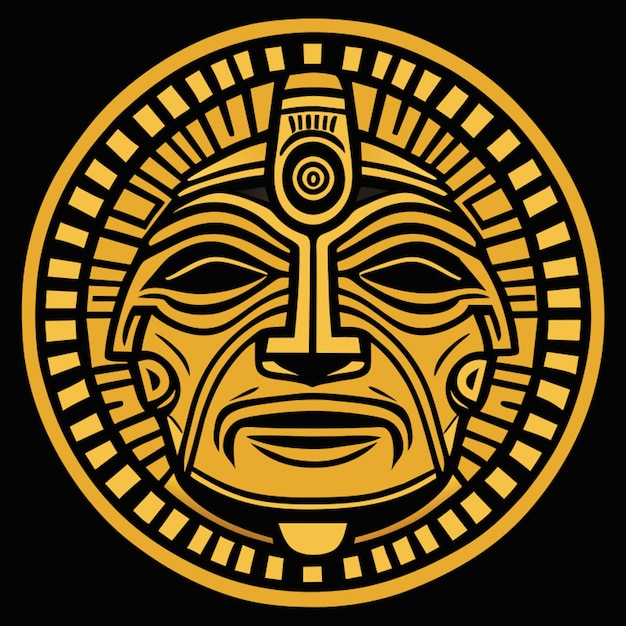 cara de la gente de la civilización mesoamericana camiseta estilo de diseño vector de fondo negro