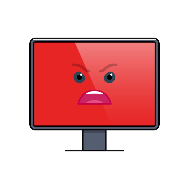 Vector cara gritando en el emoticon de la pantalla de la computadora