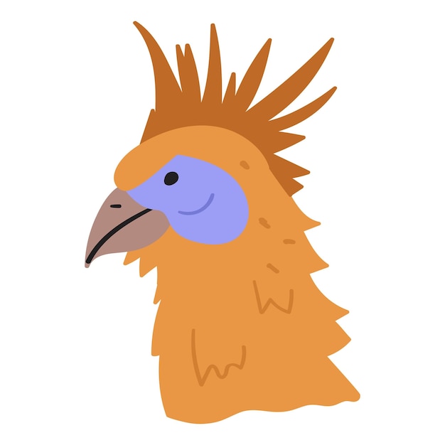 Cara de Hoatzin. Ilustración de vector plano sobre fondo blanco.