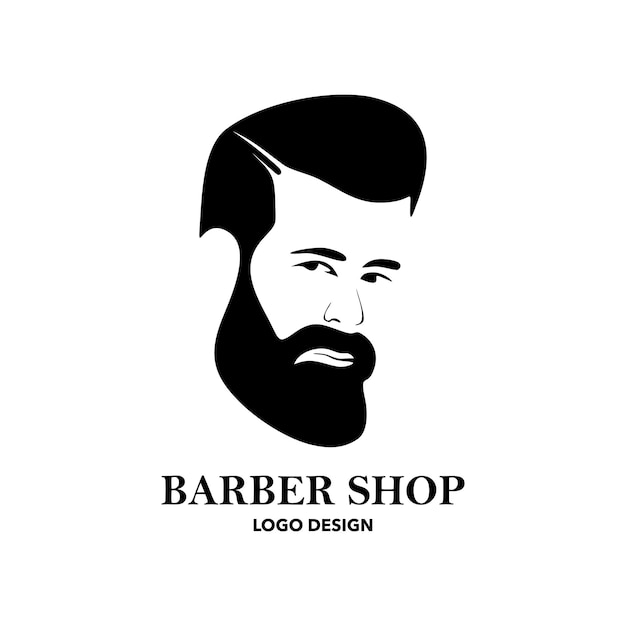 Cara de hombre barbudo y peinado para el logo de la barbería. ilustración vectorial