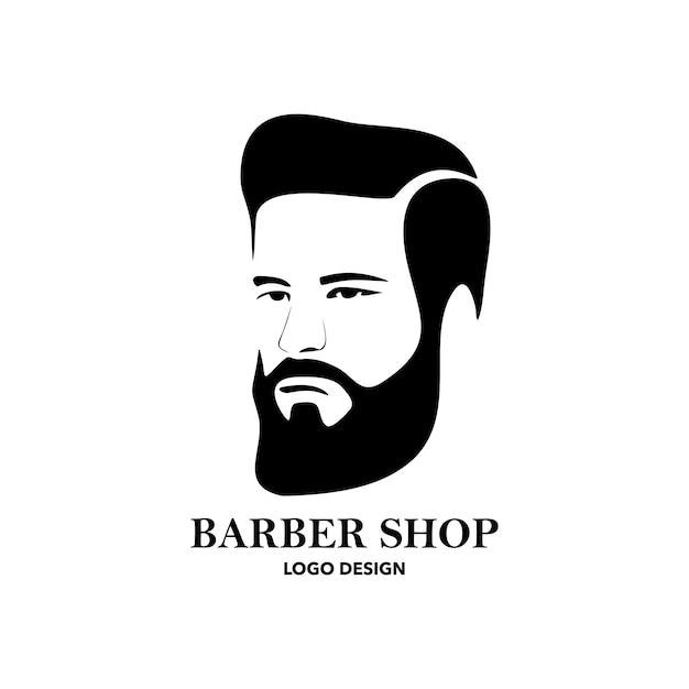 Cara de hombre guapo con barba para el logo de la barbería. ilustración vectorial