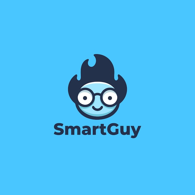 Cara de hombre inteligente genio con gafas y cabello desordenado para la educación