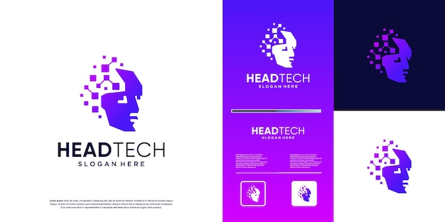 Cara humana con concepto de tecnología abstracta Ilustración vectorial gráfica del sistema futuro