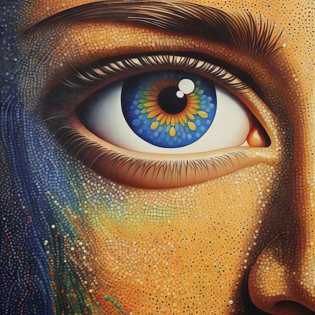 cara humana con ojo y colorido fondo abstracto cara humana con ojos y colorido abstracto