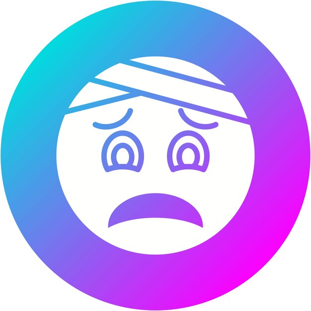 Cara con icono vectorial de vendaje en la cabeza Se puede usar para el conjunto de iconos de emoji