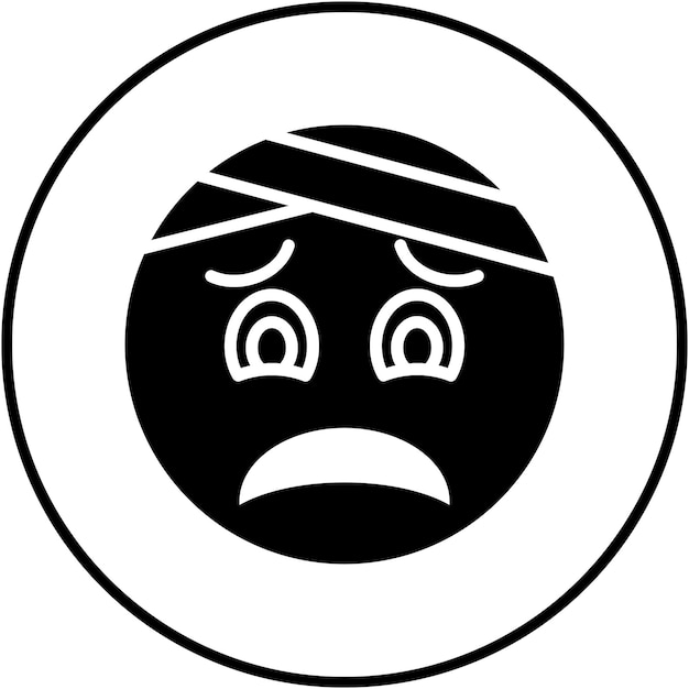 Cara con icono vectorial de vendaje en la cabeza Se puede usar para el conjunto de iconos de emoji