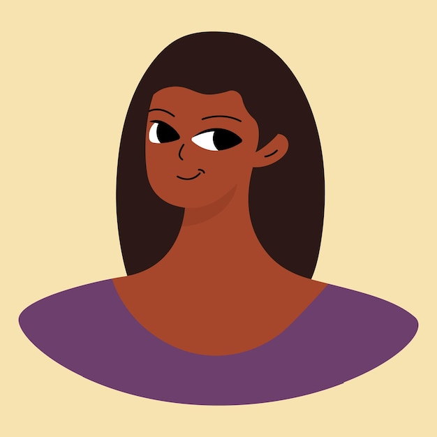 Cara de una joven negra afroamericana morena
