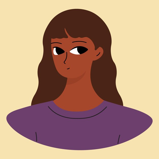 Cara de una joven negra afroamericana morena
