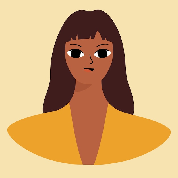 Cara de una joven negra afroamericana morena