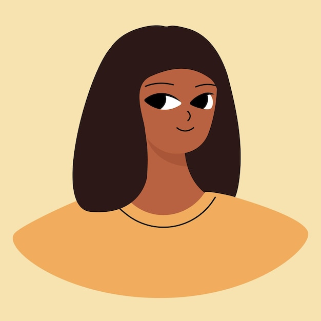 Cara de una joven negra afroamericana morena