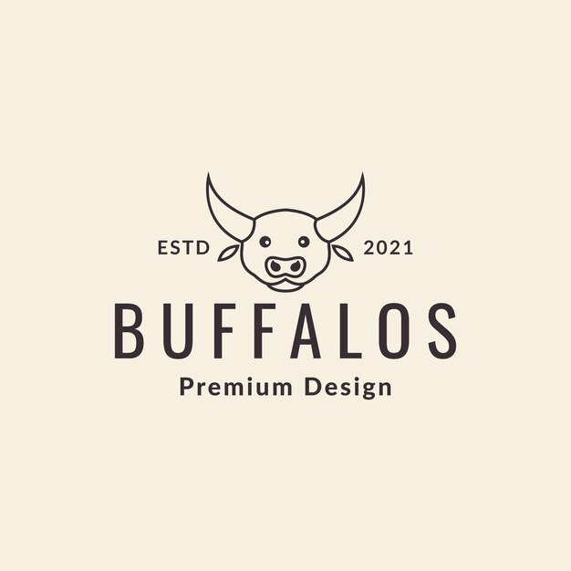 Cara linda búfalo hipster logotipo diseño vector gráfico símbolo icono signo ilustración idea creativa