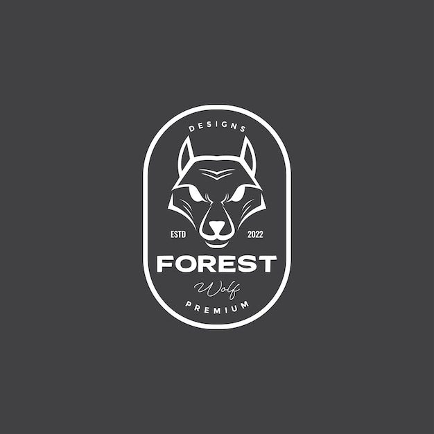 Cara de lobo animal con diseño de logotipo de placa