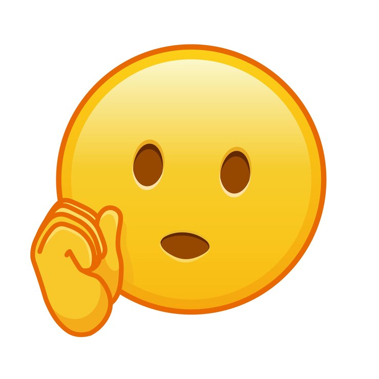 Vector cara con mano tamaño grande de emoji amarillo sonrisa