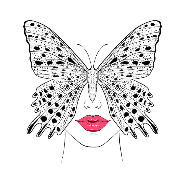 Cara de mariposa y mujer