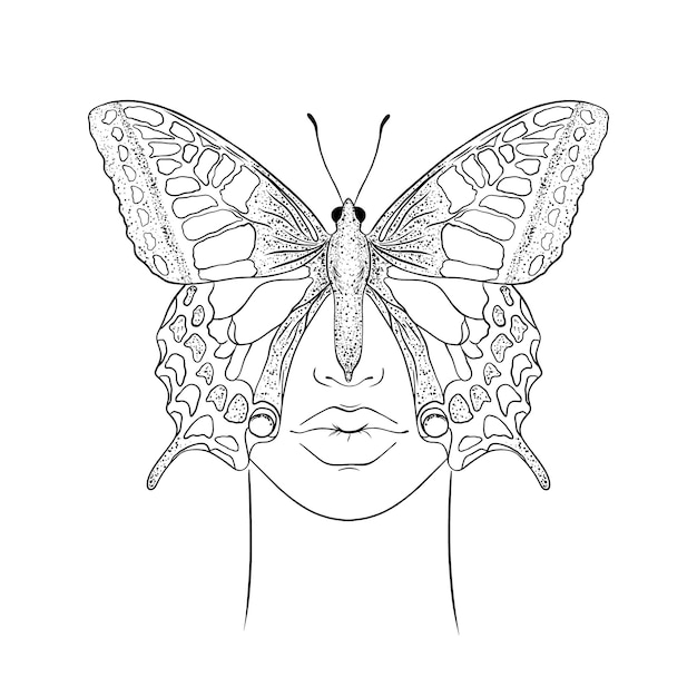 Cara de mariposa y mujer