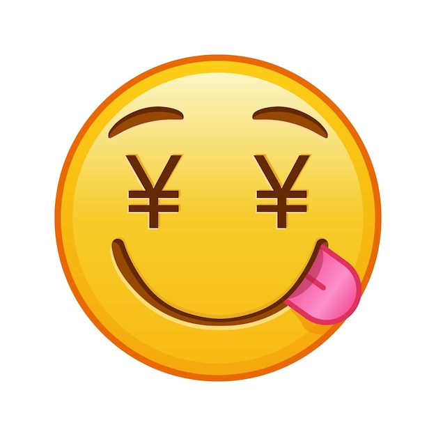 Cara de Moneymouth Tamaño grande de sonrisa emoji amarilla