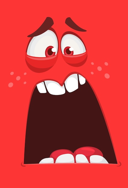 Cara de monstruo de dibujos animados graciosa Ilustración de la expresión de monstruos lindos y felices Diseño de Halloween