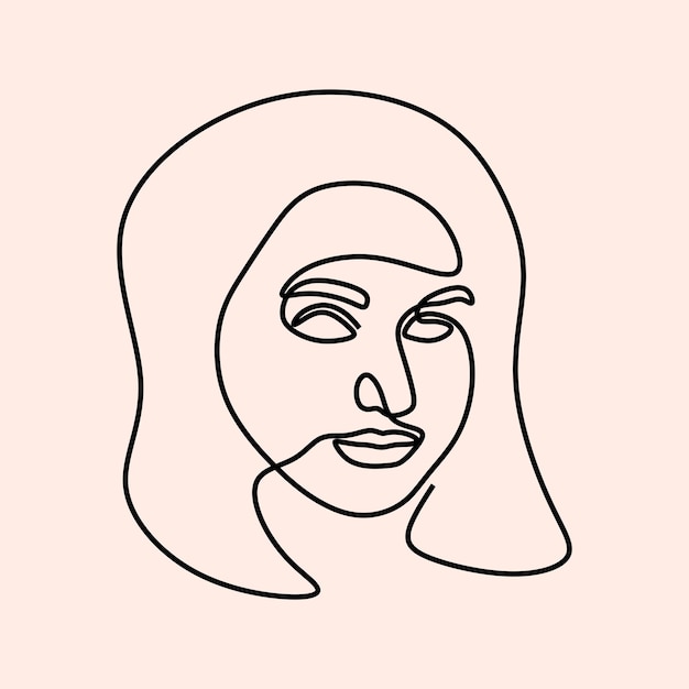 Cara de mujer abstracta estética en línea arte de línea única continua