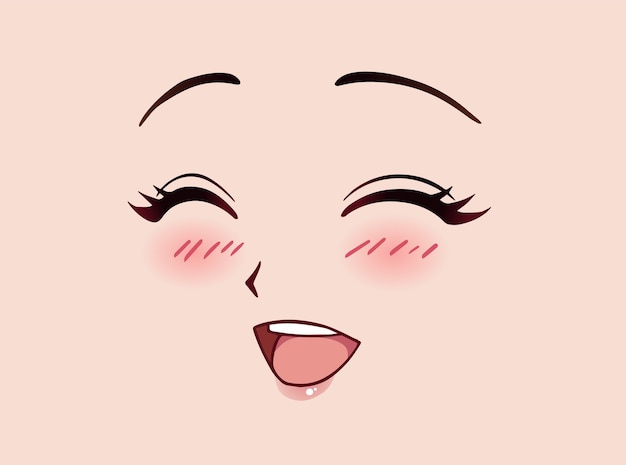 Vector cara de mujer anime feliz