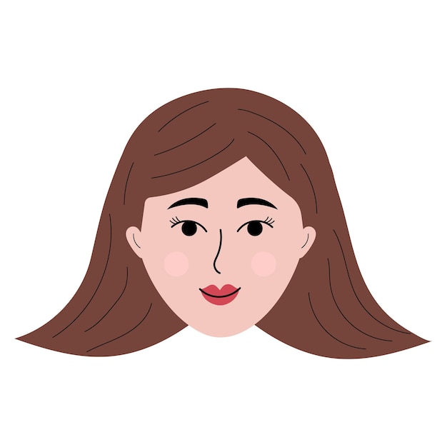 Cara de mujer en estilo garabato Colorido avatar de niña sonriente