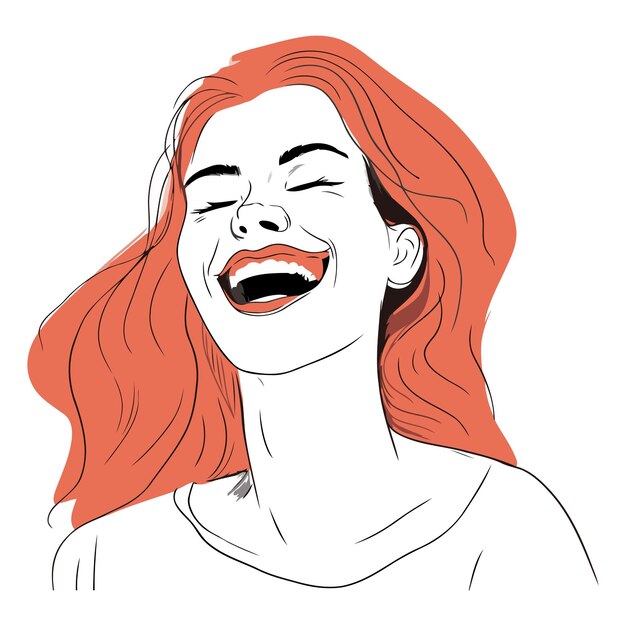 Vector cara de mujer feliz de una chica de pelo rojo