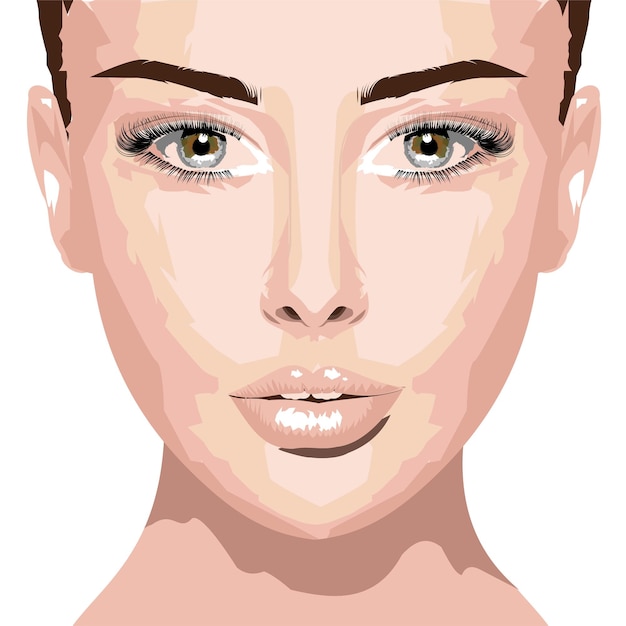 Vector cara de mujer hermosa de arte vectorial