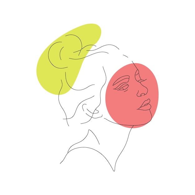 Cara de mujer hermosa elegante en arte de línea de estilo minimalista Dibujo Ilustración vectorial cuerpo femenino