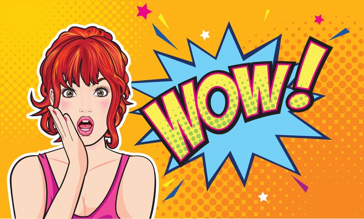 Vector cara de mujer sorprendida con la boca abierta con labios rosados.