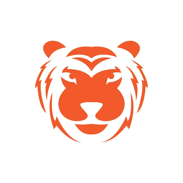 Cara naranja joven tigre diseño de logotipo plano vector gráfico símbolo icono ilustración idea creativa