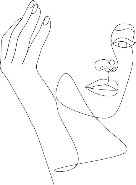 Cara de niña abstracta diseño de minimalismo de dibujo continuo de una línea