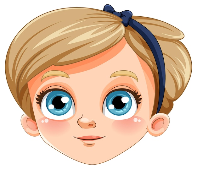 Cara de niña linda con vector de cabello rubio