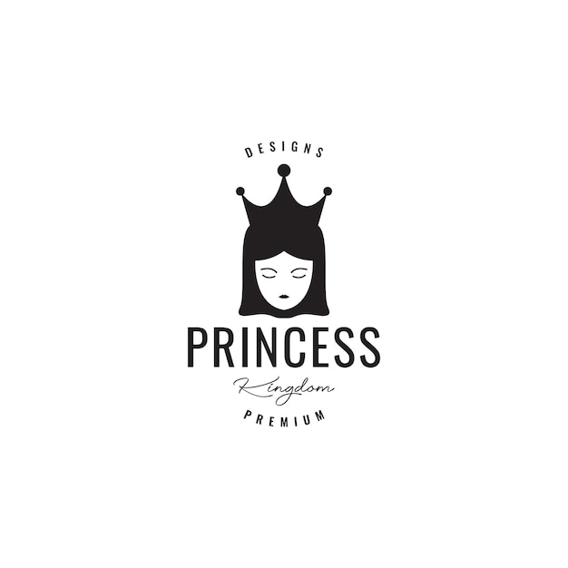 Cara niña princesa con diseño de logo de corona