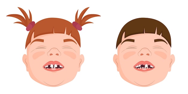 Vector la cara de un niño al que le faltan dientes