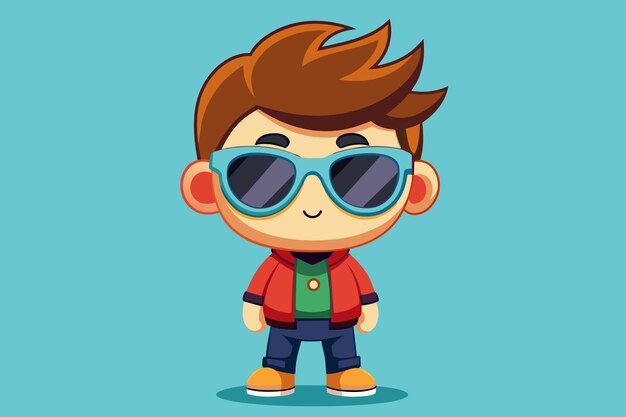 Vector cara de niño lindo con gafas de sol ilustración de personaje