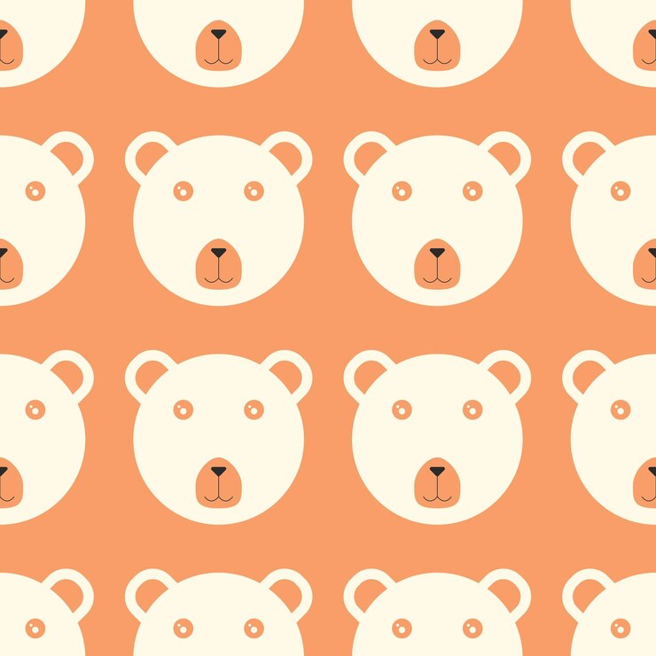 cara de oso blanco niños diseño de patrón sin costuras