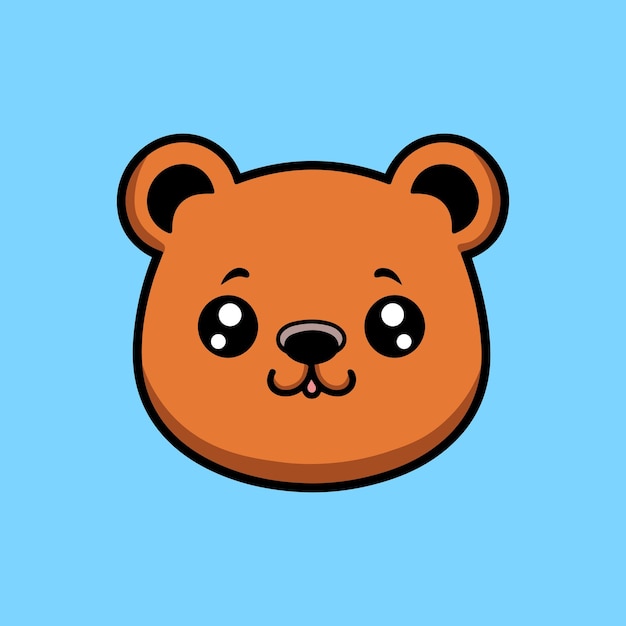 Vector una cara de oso de dibujos animados con un fondo azul.