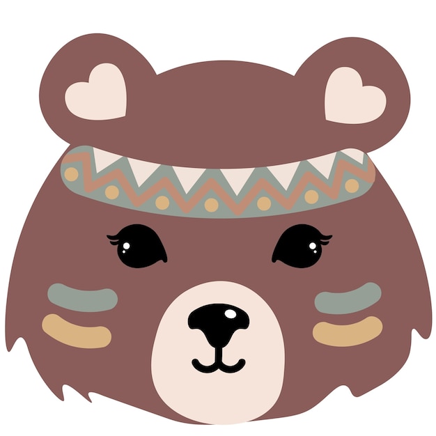 Cara de oso de peluche con diadema de plumas, afiche para la habitación de los niños, tarjetas de felicitación, ropa para niños y bebés.