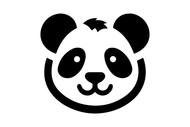 una cara de panda con una cara negra y blanca que dice panda